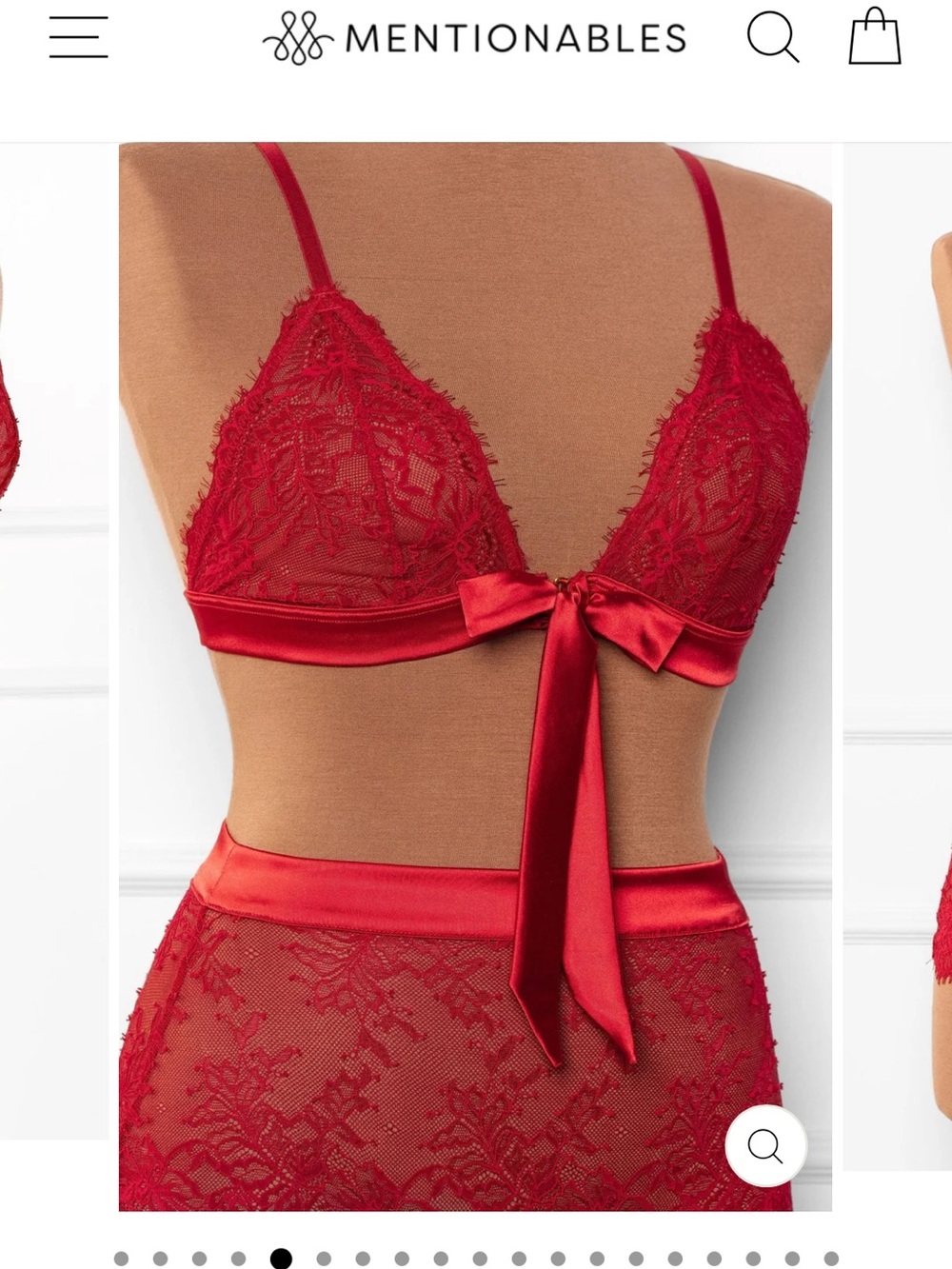 Mentionables x Shawn Johnson East NWT Red Eyelash Lace Satin-Trim Bralette Set